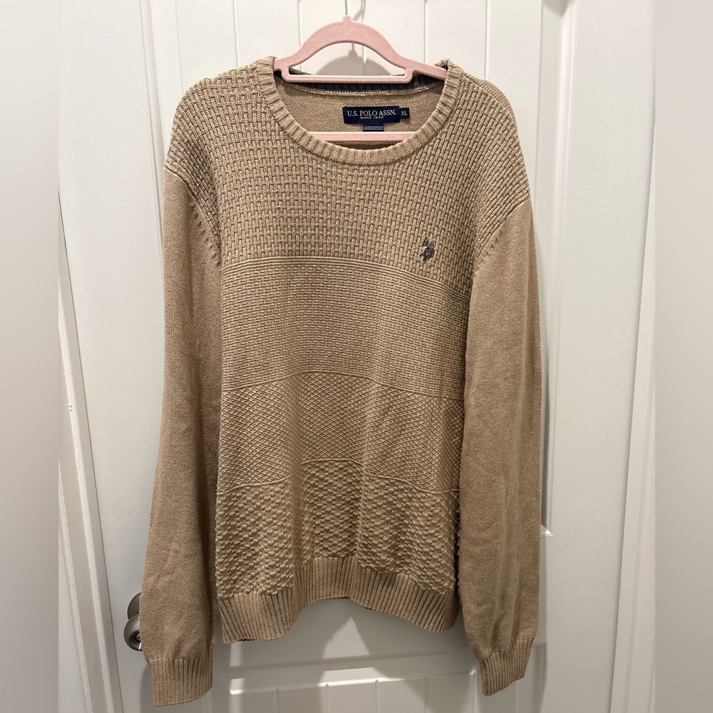 U.S. Polo Assn. Men's Beige Crewneck Sweater